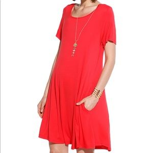 🙌🏼 3 for $15 Red Pockets Short Sleeve Casual Swing Loose Dress